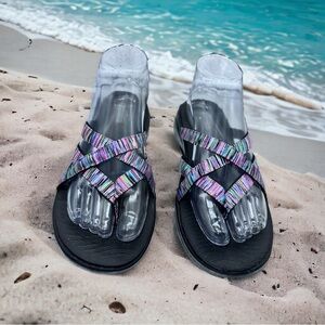 Skechers On the GO 600 Black/Multi Thong/Slide, RARE, Size 7